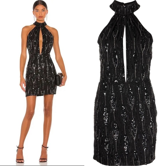 Retrofete Merav Cutout Embellished Crepe de Chine Mini Dress - Picture 1 of 3